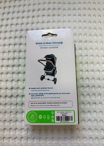 ebaby Bebek Arabası Güneşliği Siyah - Görsel 3
