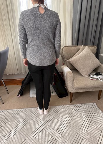 Gri Triko Fitilli Kazak - Görsel 3