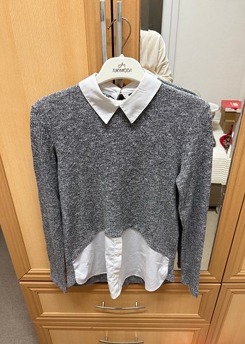 Gri Triko Fitilli Kazak - Görsel 4