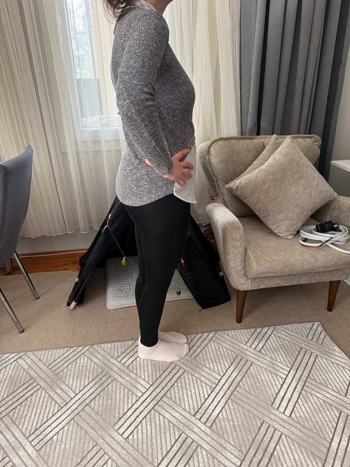 Gri Triko Fitilli Kazak - Görsel 2