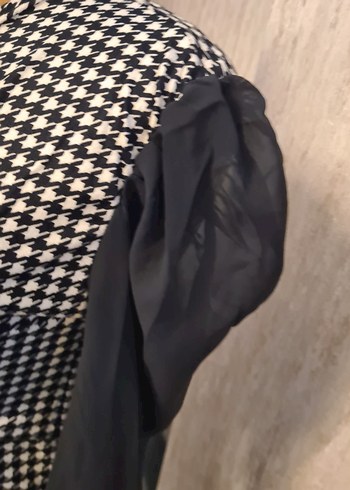 Uzun Kollu Siyah Ekose Kalem Elbise - Görsel 4