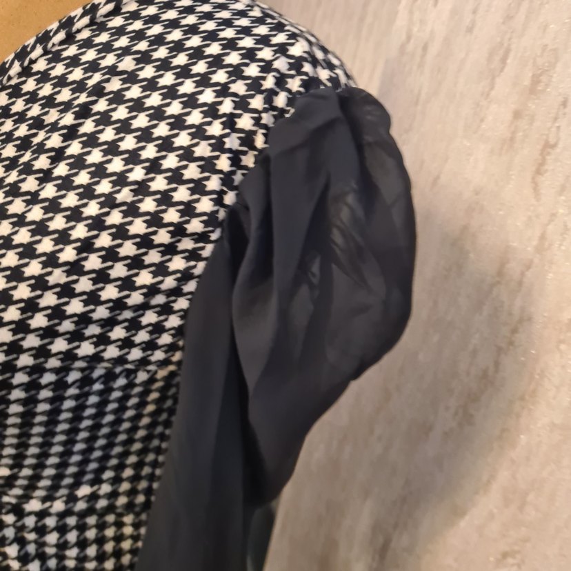 Uzun Kollu Siyah Ekose Kalem Elbise - Görsel 4