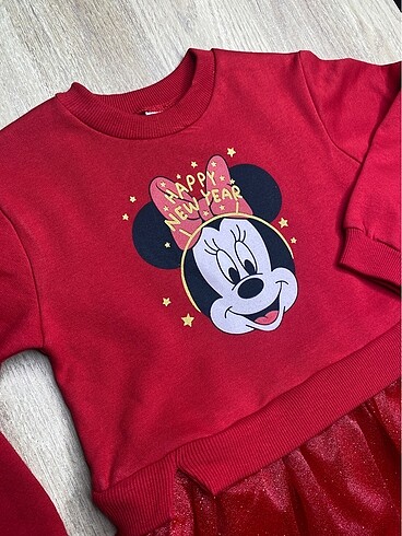 5 Yaş Beden Minnie mouse elbise yılbaşı temalı taç dahil