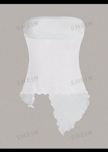 Beyaz Drapeli Straplez Midi Büstiyer - Görsel 2