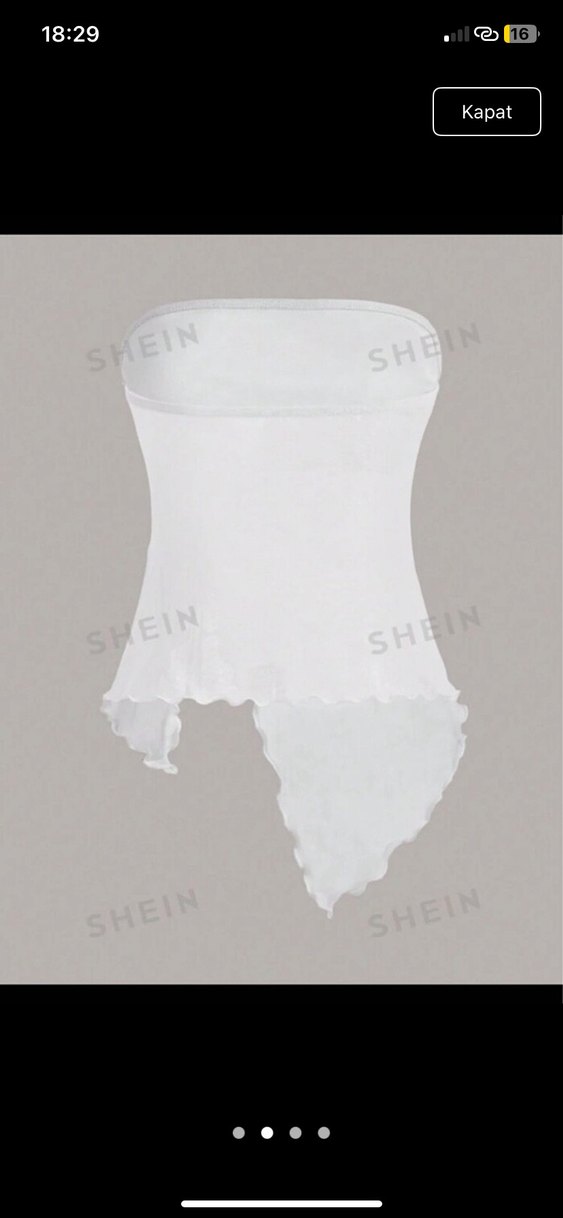 Beyaz Drapeli Straplez Midi Büstiyer - Görsel 2