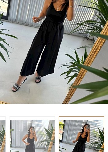 Siyah Askılı Salaş Kadın Tulum - Görsel 2