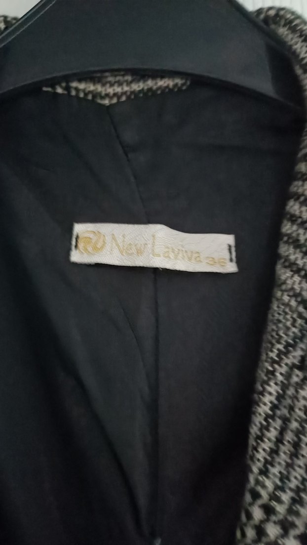 Gri Düğmeli Uzun Kadın Denim Kaban - Görsel 4