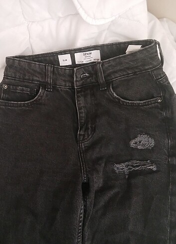 Bershka BERSHKA SIYAH BORU PACA JEAN