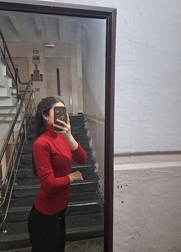 Diğer Kırmızı balıkçı yaka kazak