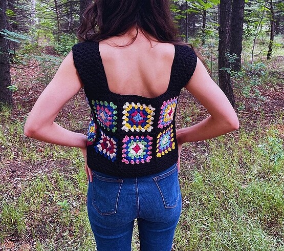 m Beden EL ÖRGÜSÜ CROP BLUZ