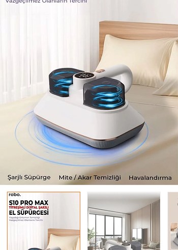 robo. S10 PRO MAX Şarjlı Beyaz Elektrikli Süpürge