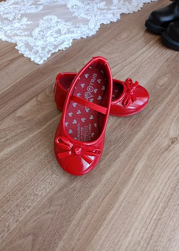 Kırmızı Fiyonklu Kız bebek Babet Ayakkabı - Görsel 4