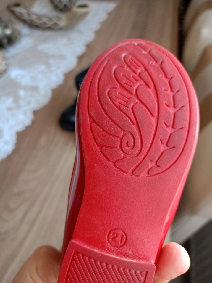 Kırmızı Fiyonklu Kız bebek Babet Ayakkabı - Görsel 3