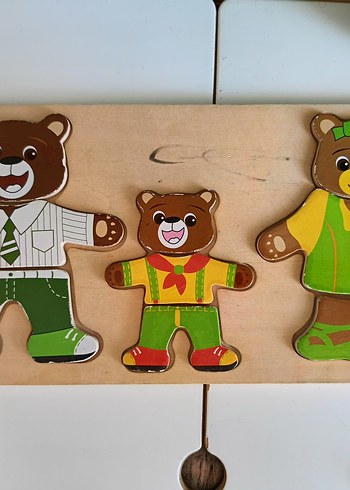 Renkli Ahşap Ayı Figürleri Oyuncak