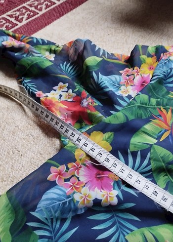 çiçek desen şifon Tunik - Görsel 2