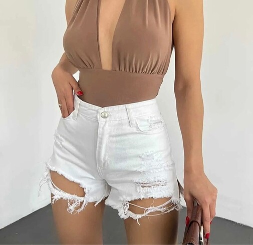 Zara denim yırtık şort