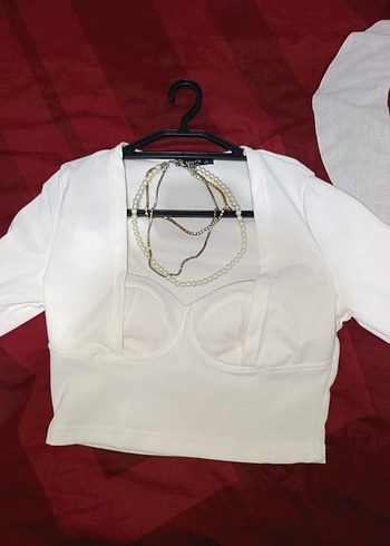 V Yaka Beyaz taşlı Kadın Bustiyer - Görsel 3