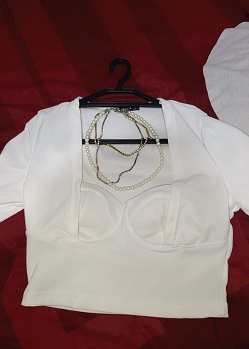 V Yaka Beyaz taşlı Kadın Bustiyer - Görsel 6