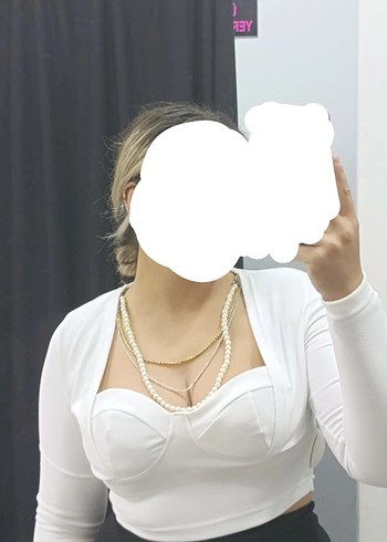 V Yaka Beyaz taşlı Kadın Bustiyer - Görsel 2