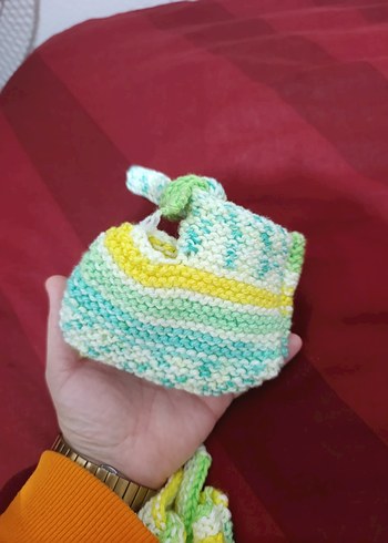 Renkli Bağcıklı Unisex  Bebek Örgü patik - Görsel 2