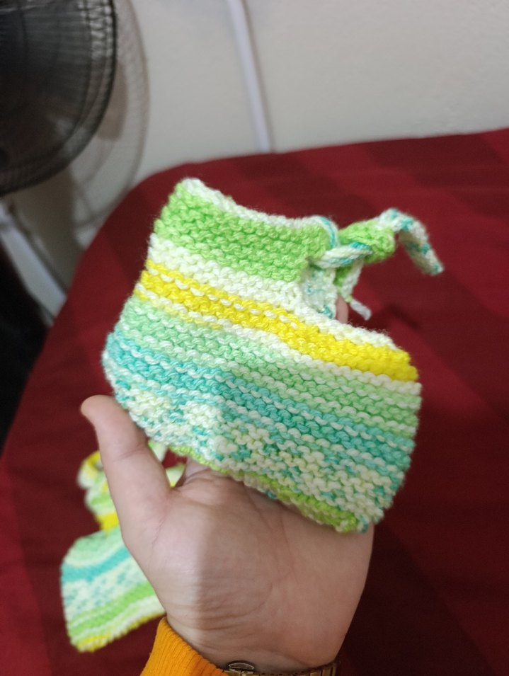 Renkli Bağcıklı Unisex  Bebek Örgü patik - Görsel 3