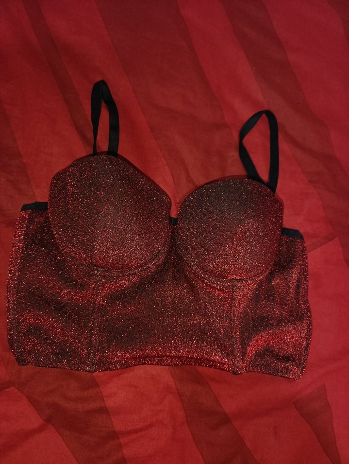 Kırmızı Parlak Mini Büstiyer - Görsel 3