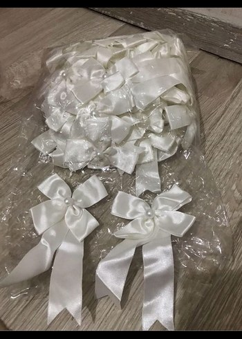 Beyaz İpek Görünümlü Fiyonk Saç Aksesuarı - Görsel 2