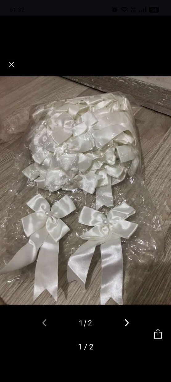 Beyaz İpek Görünümlü Fiyonk Saç Aksesuarı - Görsel 2