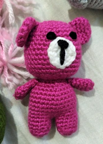 Renkli El Örgüsü Peluş Ayıcık anahtarlık - Görsel 2