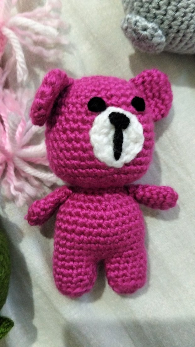 Renkli El Örgüsü Peluş Ayıcık anahtarlık - Görsel 2