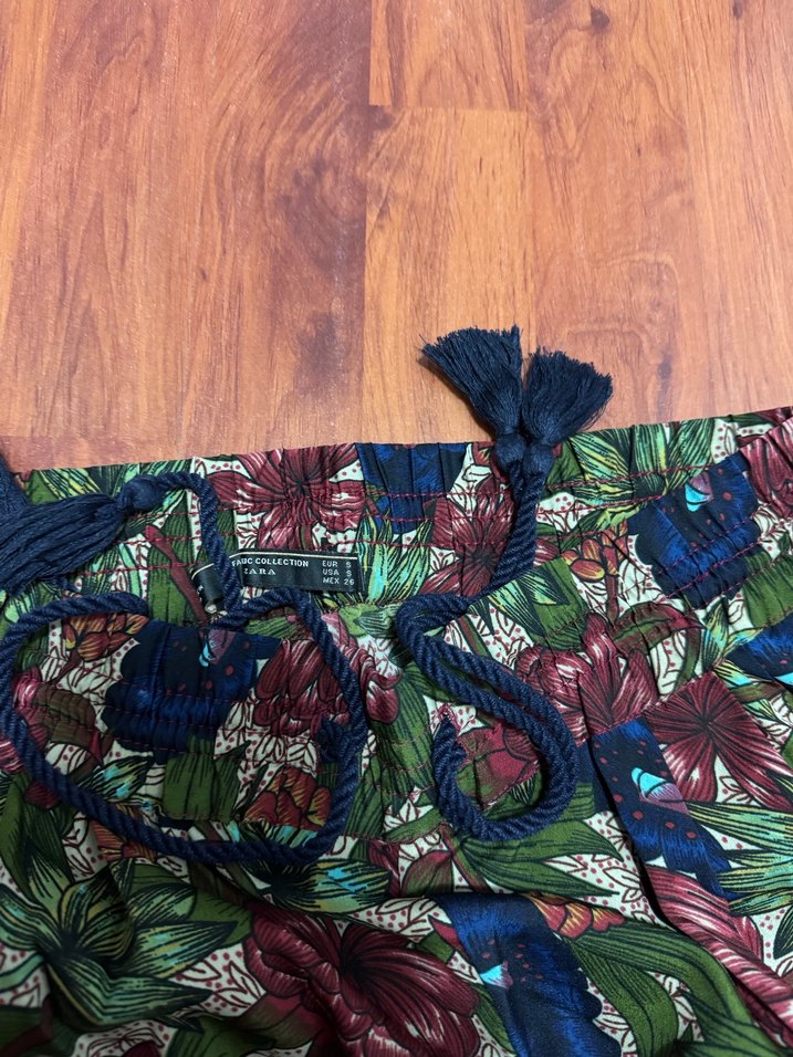 ZARA Renkli Bohem Kadın Uzun Kumaş Pantolon - Görsel 3