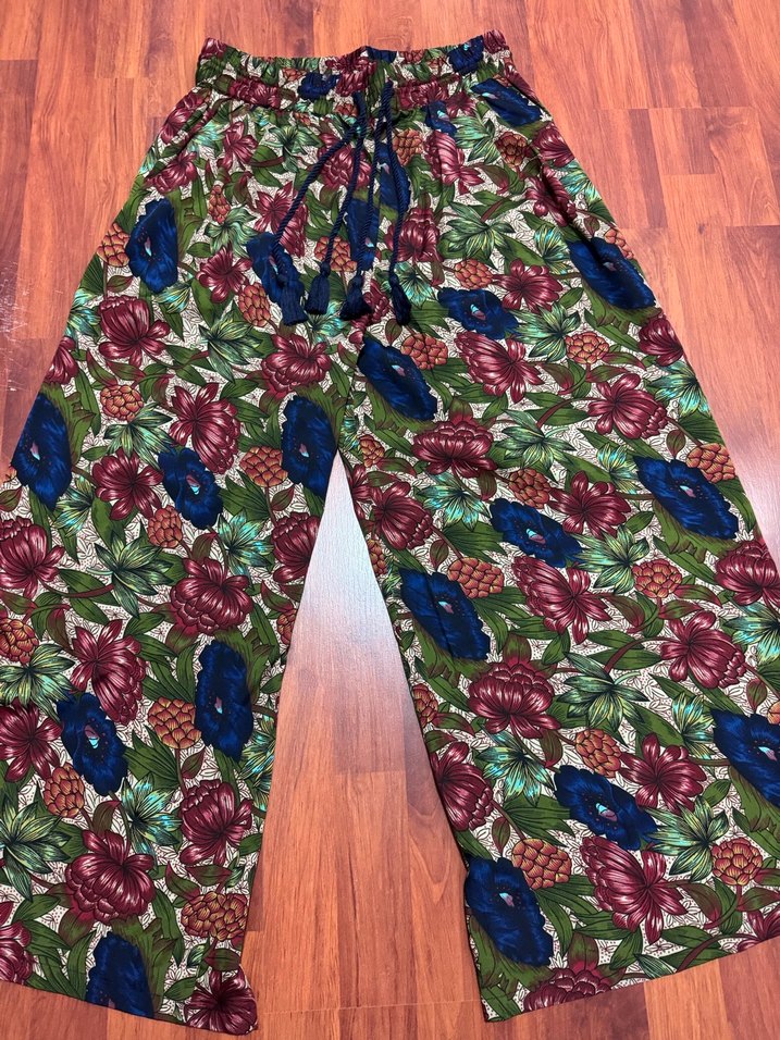 ZARA Renkli Bohem Kadın Uzun Kumaş Pantolon - Görsel 4