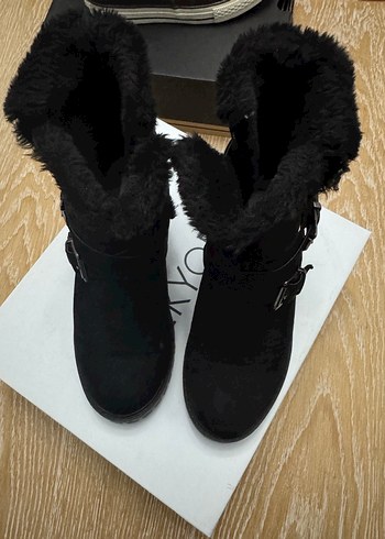 Siyah Kadın Kürklü Blok Topuk Bot - Görsel 2