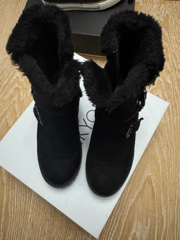 Siyah Kadın Kürklü Blok Topuk Bot - Görsel 2
