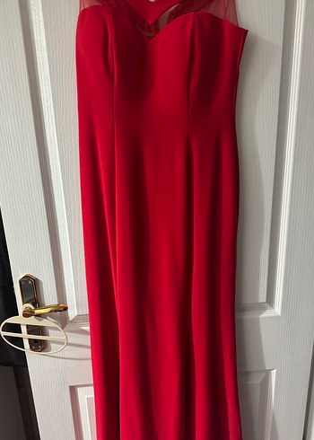 V Kırmızı Fit Uzun Abiye Elbise - Görsel 4