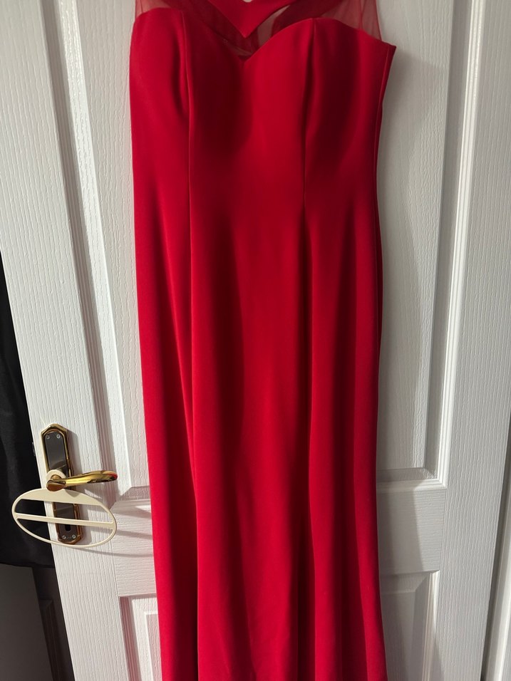 V Kırmızı Fit Uzun Abiye Elbise - Görsel 4