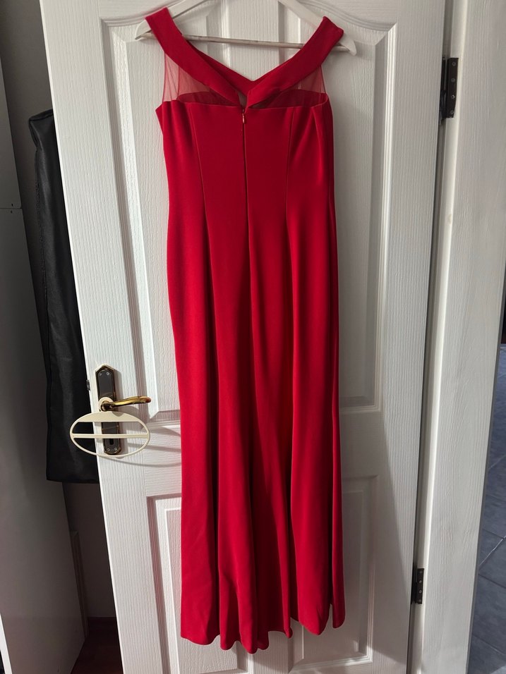 V Kırmızı Fit Uzun Abiye Elbise - Görsel 3