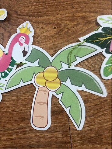Beden Renk Flamingo hawai simli dekoratif banner