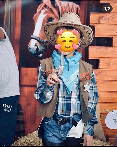 Kovboy kostümü western kostümü deri pantolon