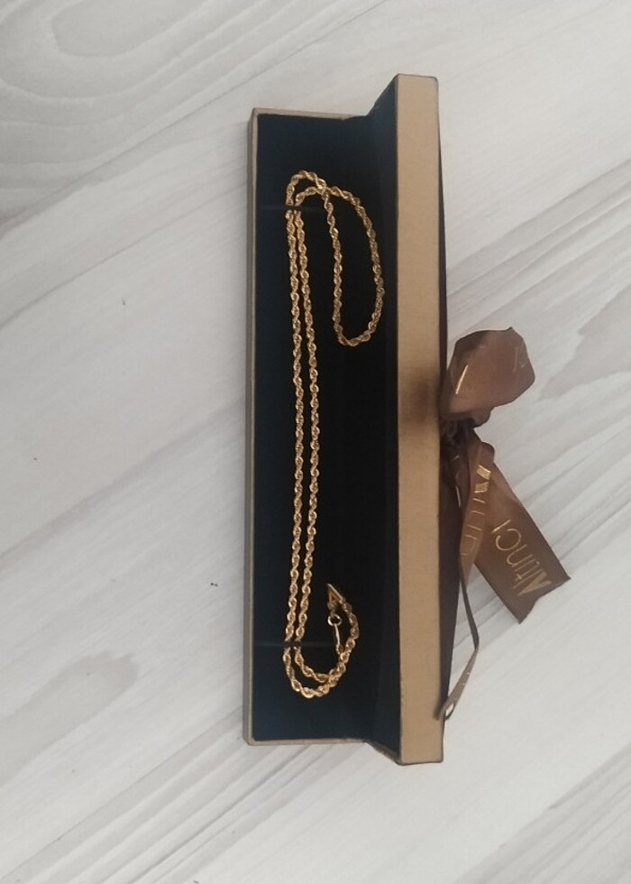 Bayan 22 ayar Altın kaplama zincir ömürlük ürün - Görsel 3