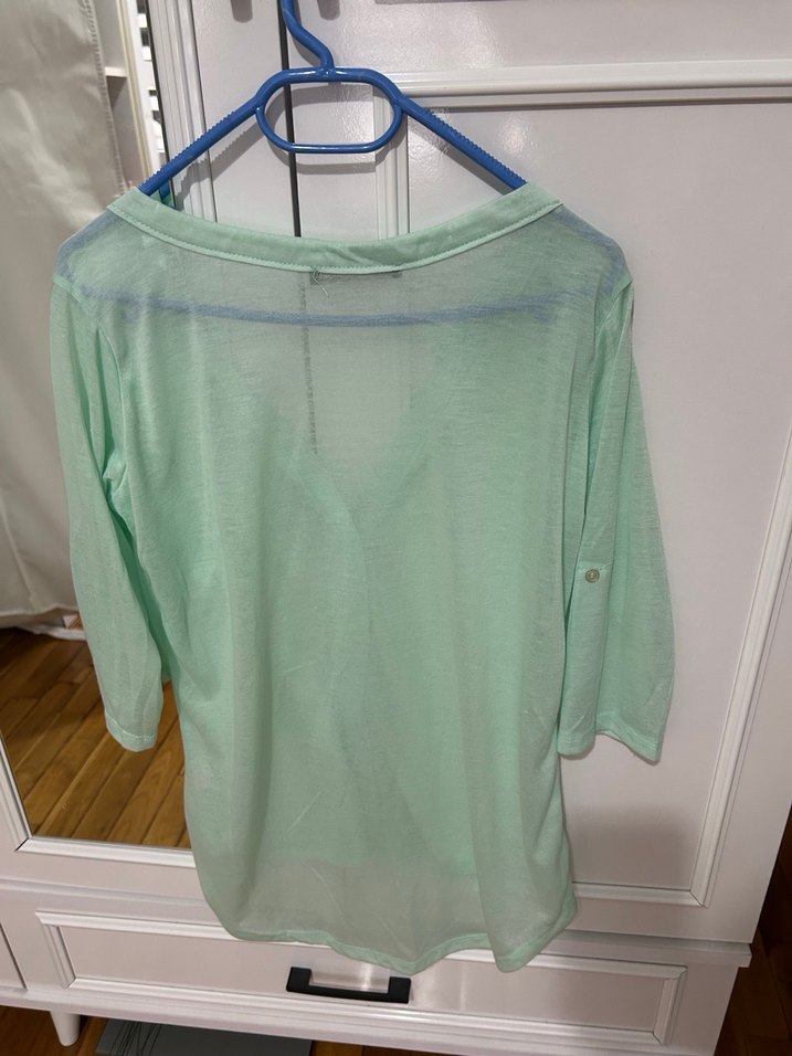 Düğmeli Su Yeşili Gömlek - Görsel 3