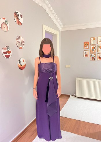 Mor Drapeli  Abiye Elbise - Görsel 2