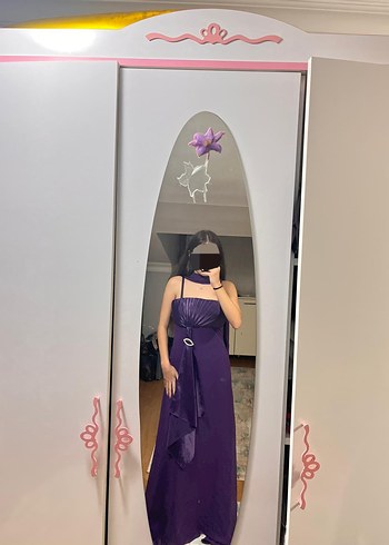 Mor Drapeli  Abiye Elbise - Görsel 6