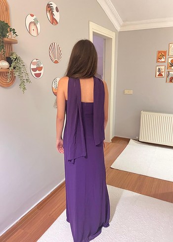 Mor Drapeli  Abiye Elbise - Görsel 3