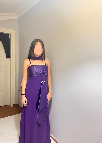 Mor Drapeli  Abiye Elbise - Görsel 5