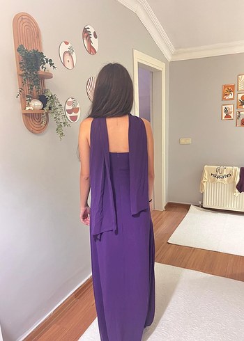 Mor Drapeli  Abiye Elbise - Görsel 4