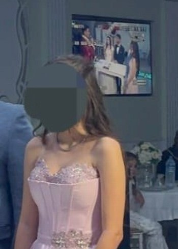 Pembe Straplez Taş Detaylı  Elbise - Görsel 6