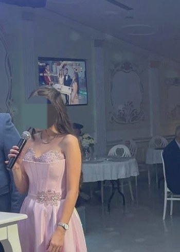 Pembe Straplez Taş Detaylı  Elbise - Görsel 4