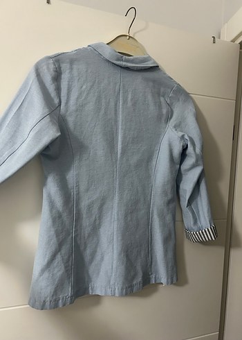 Düğmeli Mavi Kadın Blazer Ceket - Görsel 2