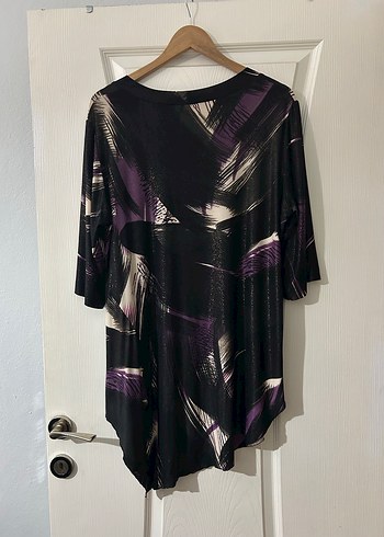 Mor Karışık Desenli Salaş Büyük Beden Bluz - Görsel 3